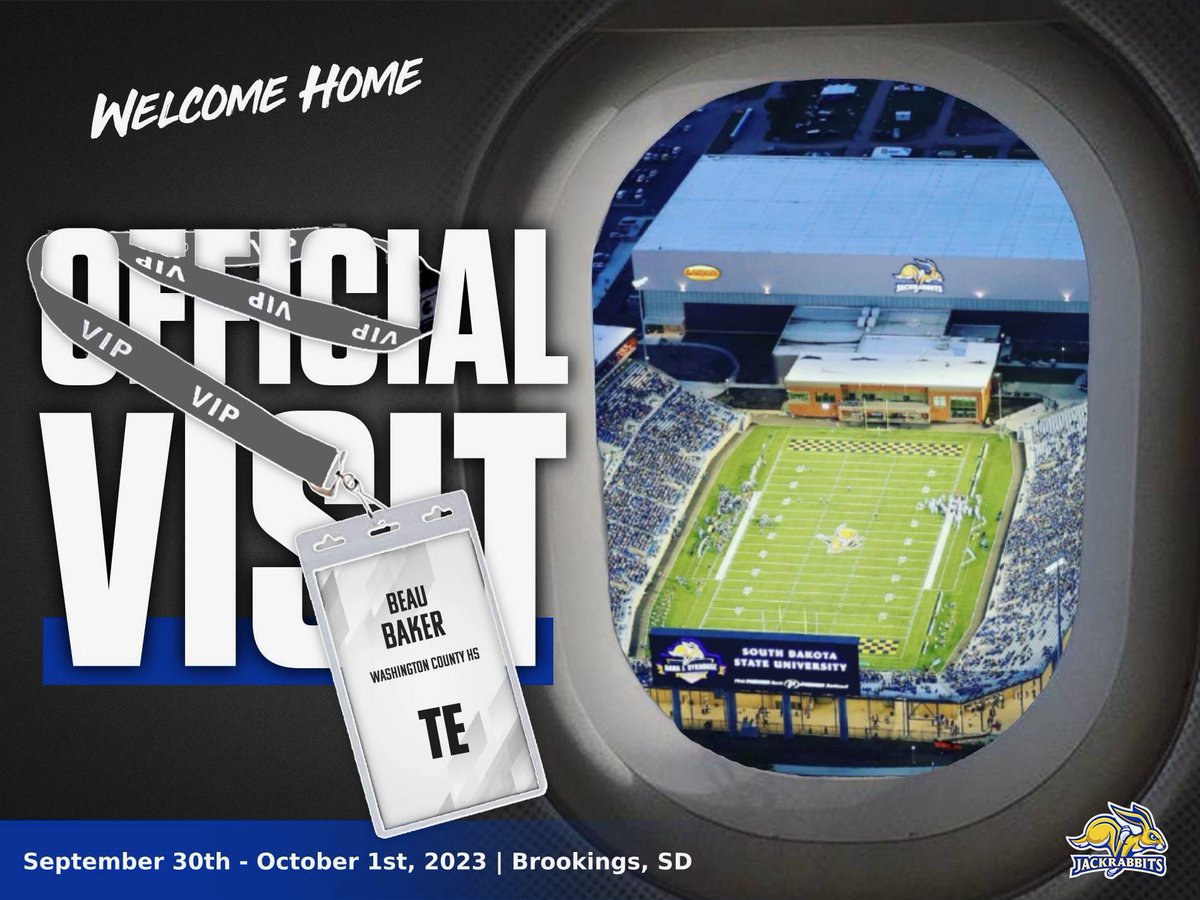 beaubaker32's tweet photo. I’ll be in Brookings tomorrow!! Can’t wait to get up there!! 🔵🟡@CoachMeyersSDSU @SDSURogers3 @GoJacksFB https://t.co/94UDsvVRGK