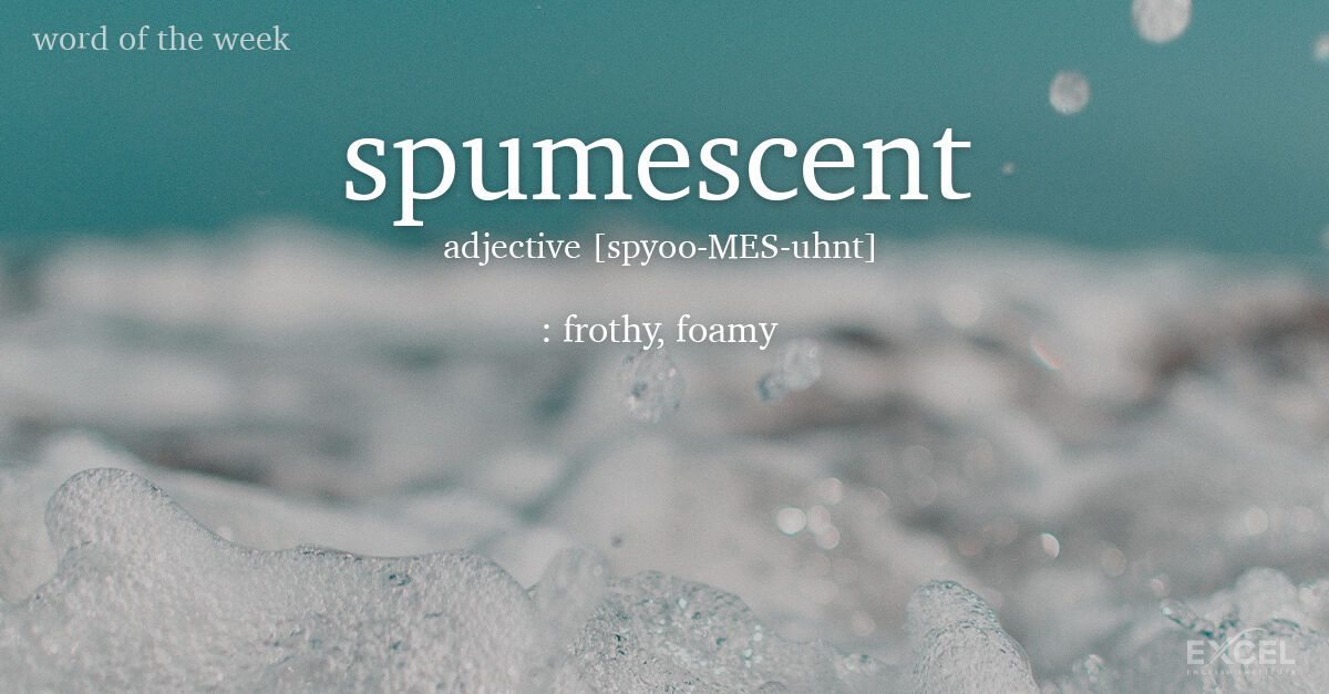 ExcelEnglishTX's tweet photo. #Spumescent comes from the Latin word for froth/foam (spūma), and the ending (–escent) is borrowed from Latin, where it expresses the beginning of an action or process. #WordOfTheWeek #ExcelEnglishInstitute https://t.co/RAfavfgkkR