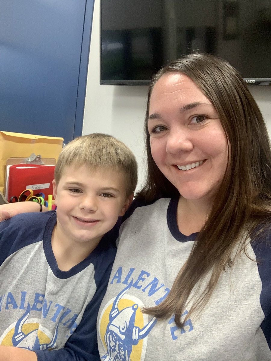 Twinning with my son on spirt day at Valentine Elementary. #vikingpride