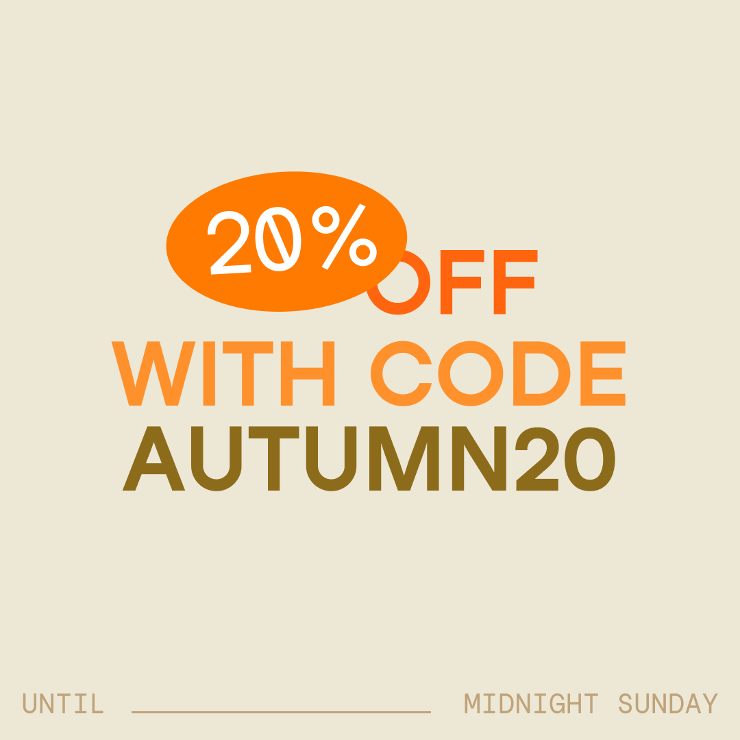 20% off new season style’s continues - running instore and online until midnight Sunday 1st. Use code AUTUMN20 at the checkout 🙂