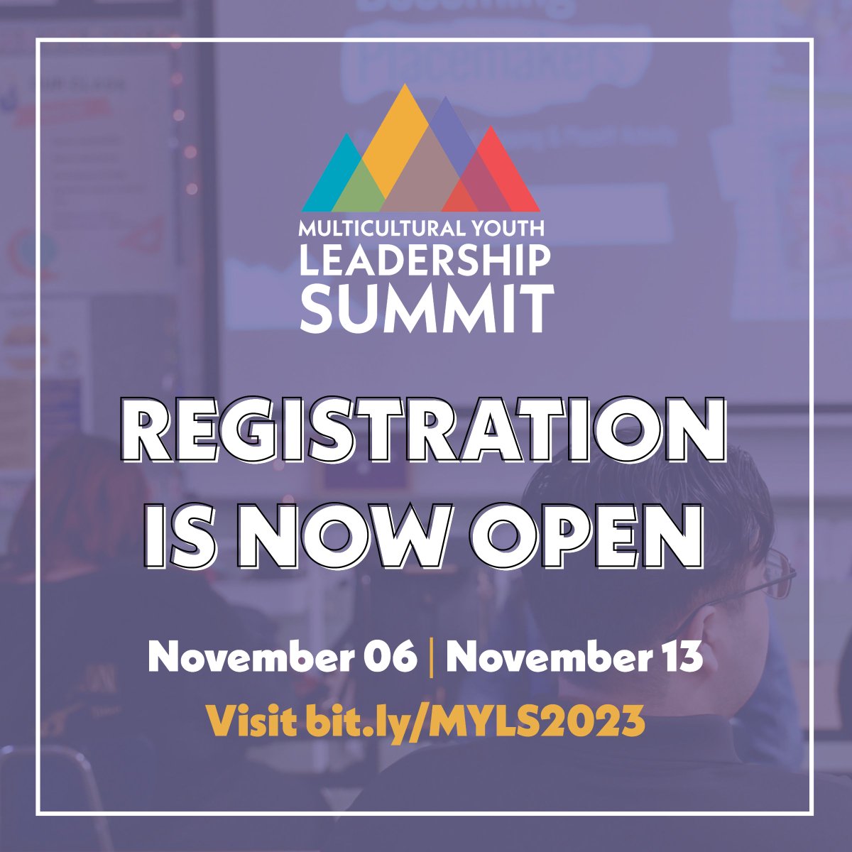 Registration is now open for the 2023 Multicultural Youth Leadership Summit for Utah’s 7th - 9th grade students and educators! 

Register at bit.ly/MYLS2023. Registration for students, educators, and community members opens TODAY and CLOSES on Friday, October 27th.