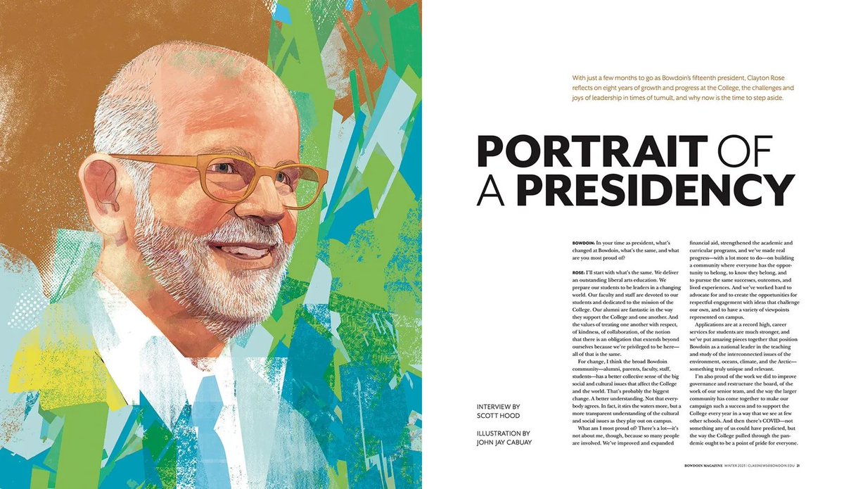 DirIllustration's tweet photo. "Portrait of a Presidency," an excellent illustration by John Jay Cabuay for Bowdoin Magazine.

John Jay Cabuay is represented by @RappArt. Explore his portfolio: https://t.co/OJy9MrzLwU 

#portrait #illustration #portraitart #portaitillustration #coverart #editorialillustration https://t.co/gh3B7QpikL