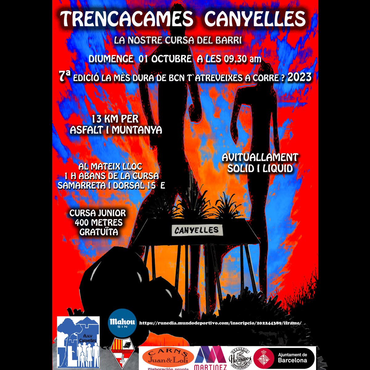 Bcn_NouBarris's tweet photo. 💥 Busques un repte d'alçada? Apunta't a la #TrencaCames de #Canyelles! 13 km per asfalt i muntanya (15 €) + cursa junior de 400 m (gratuïta).

🏃‍♂️ Diumenge a les 9.30 h, sortida del parc Josep Mª Serra Martí. Inscripcions abans de la cursa o a https://t.co/gOLHABh3Rv. #NouBarris https://t.co/qFzUKzV4NN