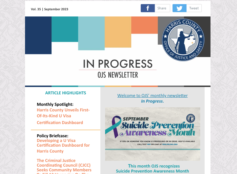 Did you know we have a monthly newsletter? You can view past issues and sign up on our website. 

Our September issue is out now, read below: conta.cc/3rzTW87

#newsletter #hcojs #harriscounty