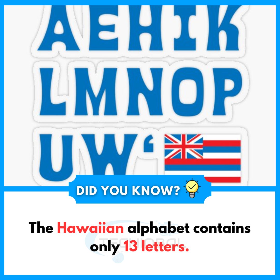 Techiqball's tweet photo. The Hawaiian alphabet, known as the ʻōlelo Hawaiʻi , is a beautiful testament to the uniqueness of the Hawaiian Islands. With just 13 letters, it captures the essence of simplicity and elegance. Each letter represents a distinct sound, making it a fascinating linguistic treasure. https://t.co/JPBrZwCTvO