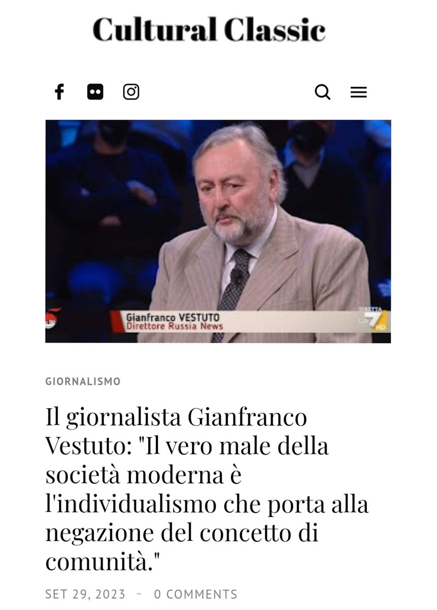 Oggi sulla rivista "Cultural Classic"
culturalclassic.it/2023/09/il-gio…
#GianfrancoVestuto #giornalismo #direttore <a href="/RussiaNewsDir/">Russia News</a> <a href="/eurasiannews/">Eurasia News</a> <a href="/eurasiacomm1/">EurasiaCommunication</a> @italeurasia <a href="/Ass_Italeurasia/">Ass_Italeurasia</a> #CulturalClassic