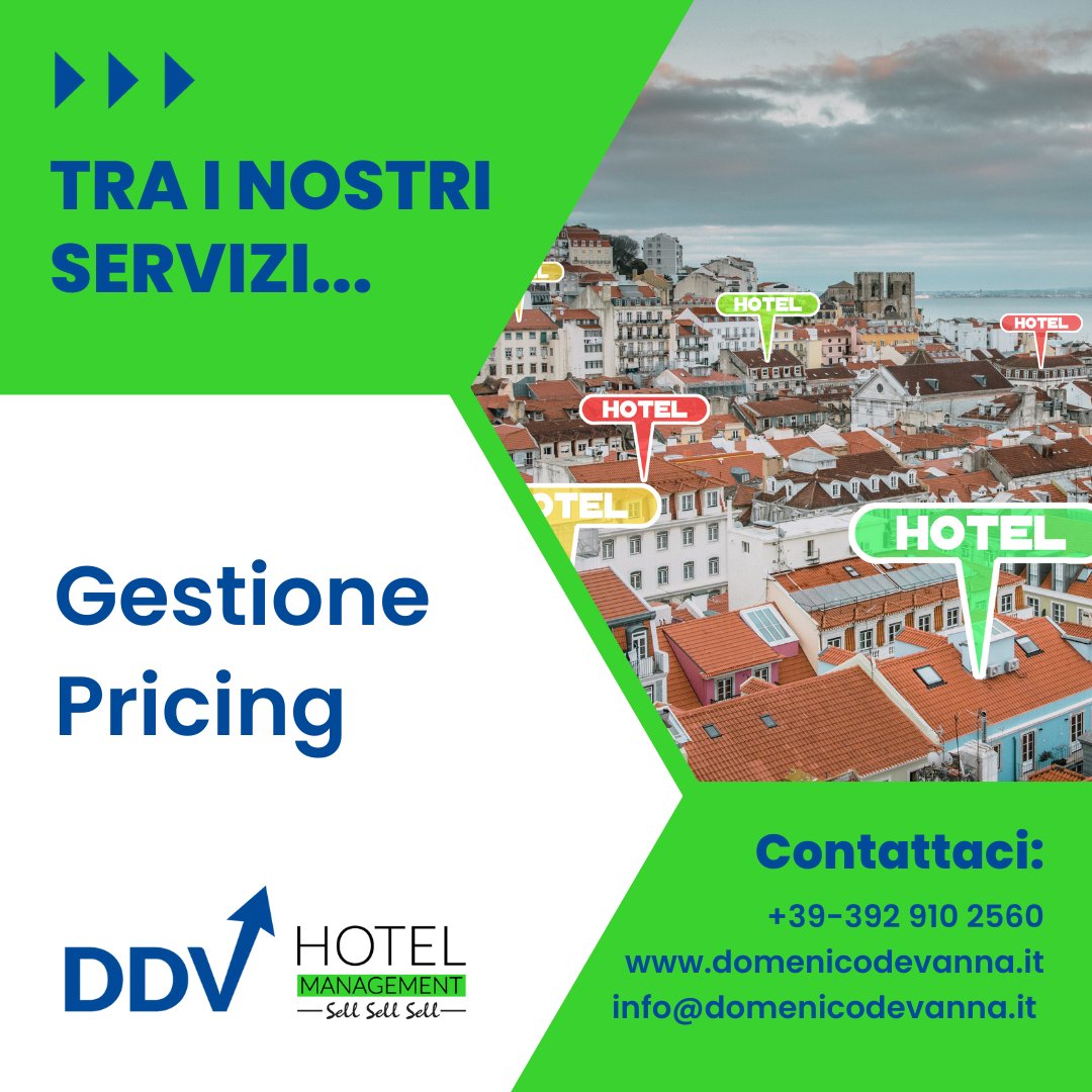 GESTIONE PRICING
Un servizio offerto da #DDV consigliato a tutte le #StruttureRicettive, di ogni dimensione.

Per saperne di più 📷 domenicodevanna.it/it/servizi/ges…
_
domenicodevanna.it
info@domenicodevanna.it
392 910 2560
#DDVHotelManagement #sellsellsell #hotelstrategy
