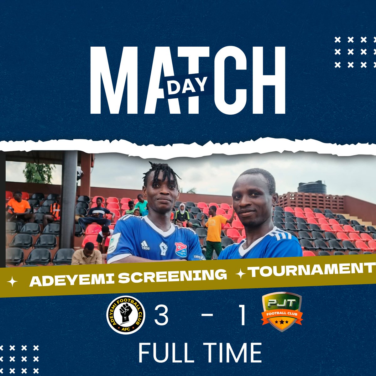 AdeyemiFC_'s tweet photo. MATCH UPDATE
Full time
Adeyemi Football Club 3 - 1 PJT Football Club

#AdeyemiFootballClub #AFC Greenwood https://t.co/H18UFWbeaq