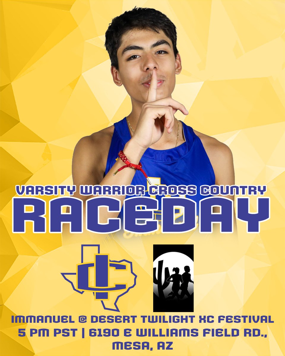 IT’S RACEDAY! Warriors ⚔️ at Desert Twilight XC Festival 📆 Friday, September 29th, 2023 ⌚️ 5 PM PST 📍6190 E Williams Field Rd., Mesa, AZ #ICXC23 👟 #GoWarriors ⚔️ #DubsUp ⚔️