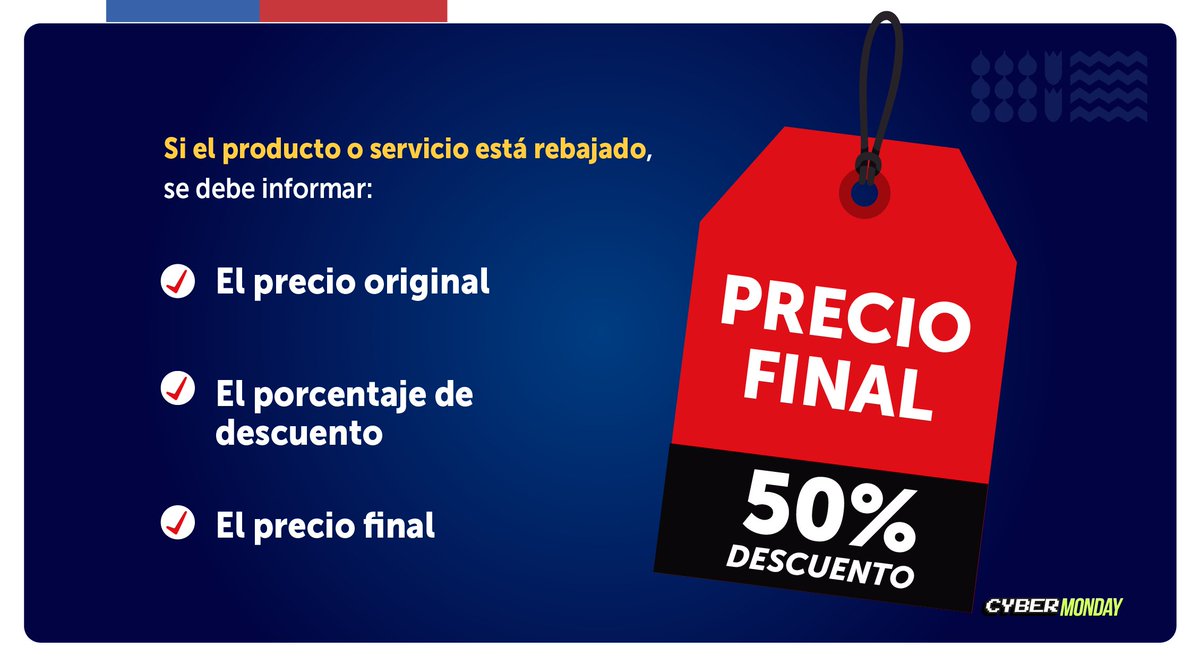 SERNAC's tweet photo. Antes de realizar tu compra en el comercio electrónico revisa estos consejos #SernacInforma. A días del #CyberMonday2023 te entregamos recomendaciones  antes de  realizar tu compra. El evento será desde las 00:00 horas del lunes 2 de octubre  hasta  las 23:59 del miércoles 4. https://t.co/iVfzhDNt1h