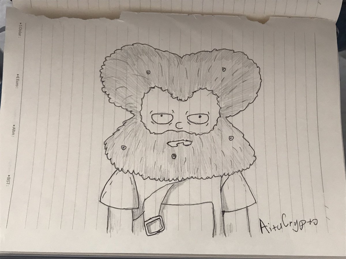 AituCrypto's tweet photo. Found a way out what to do in a boring lesson @GoofsFree 🧔‍♂️

 I drew on a notebook as @DirectorGoofs likes ❤️ https://t.co/jmqBw9uRzs