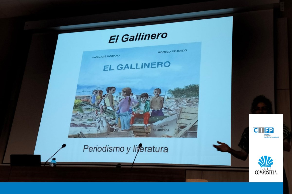 CIFPCOMPOSTELA's tweet photo. E esta semana remata co encontro coa escritora María José Floriano, autora de El gallinero y otros albumes 📗, no noso salón de actos.
📸 Aquí vos deixamos imaxes de como foi a xornada!
#CIFPCompostela #FPGalicia #formacionprofesional #seguiraprendendo https://t.co/ipW6gsPMne