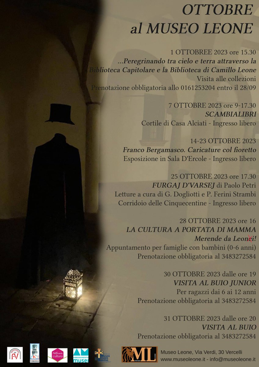Il @MuseoLeone  di #Vercelli, scrigno di collezioni che illustrano la storia della città, i #libriantichi  e le arti, propone a ottobre  un calendario per ogni tipo di pubblico e di età.  @visitpiemonte @ATLValsesiaVC @comunevercelli #piemontetavivere