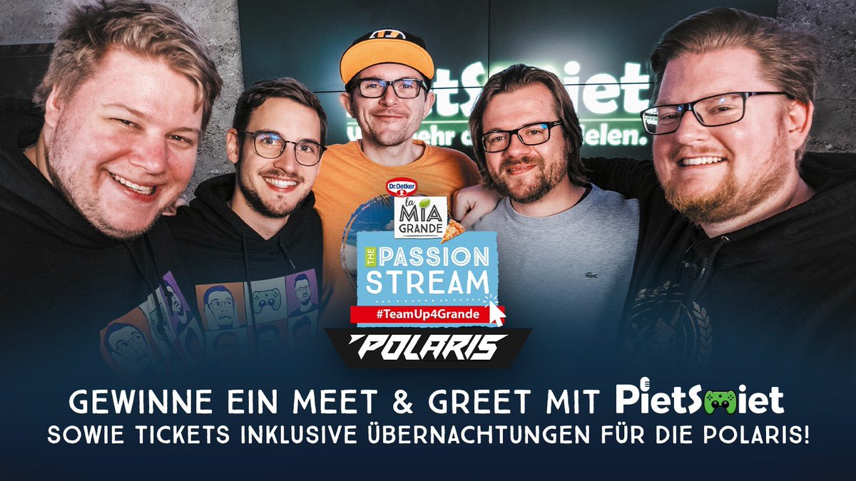 DrOetkerPizzaDE's tweet photo. Bock auf @PolarisCon_ und ein Triff & Grüß mit den süßen Jungs von Deutschlands beliebtester Internet-Boyband @pietsmietde? Dann kommt dieses Gewinnspiel wie gerufen, also weiterlesen! 1/2 https://t.co/jMaqlxxTaV