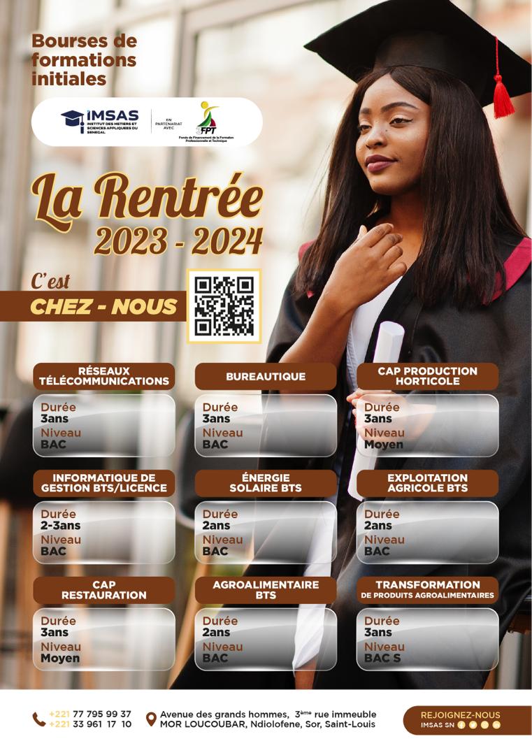 imsas_sn's tweet photo. C'est la rentrée optez pour les meilleures formations et maximisez vos chances dans le marché de l'emploi.
IMSAS des Formations Pratiques de Qualité 🎓.
#3fpt #Pôleemploi #Anpeg #Saintlouis #IMSAS https://t.co/BpRWpoN2DL