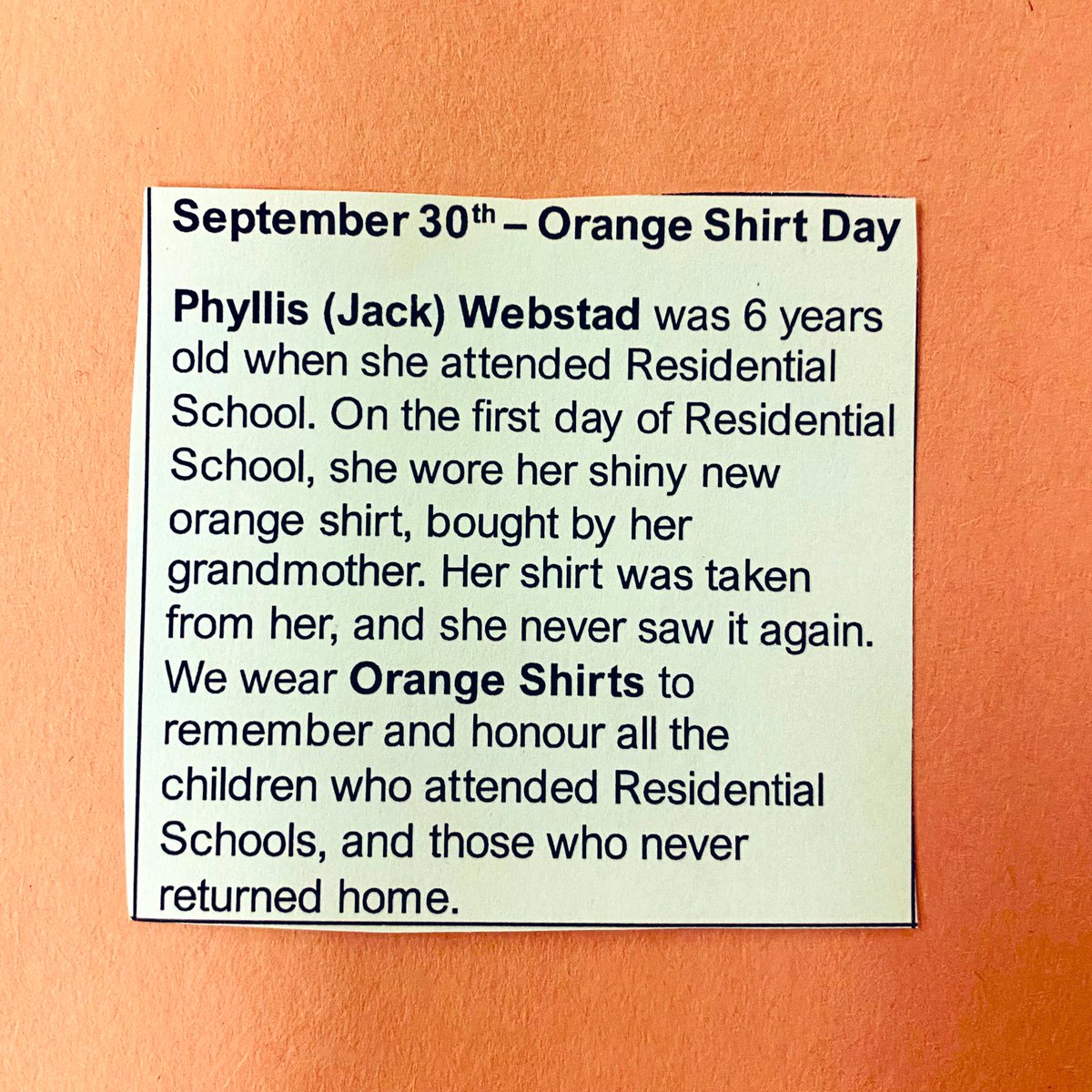 lobnafrench's tweet photo. If you write a letter to #phylis Webster , what would you express? V took this initiative and expressed her feelings about #OrangeShirtDay ๐งก @PLASP_CCS https://t.co/wZVKLVVrxQ