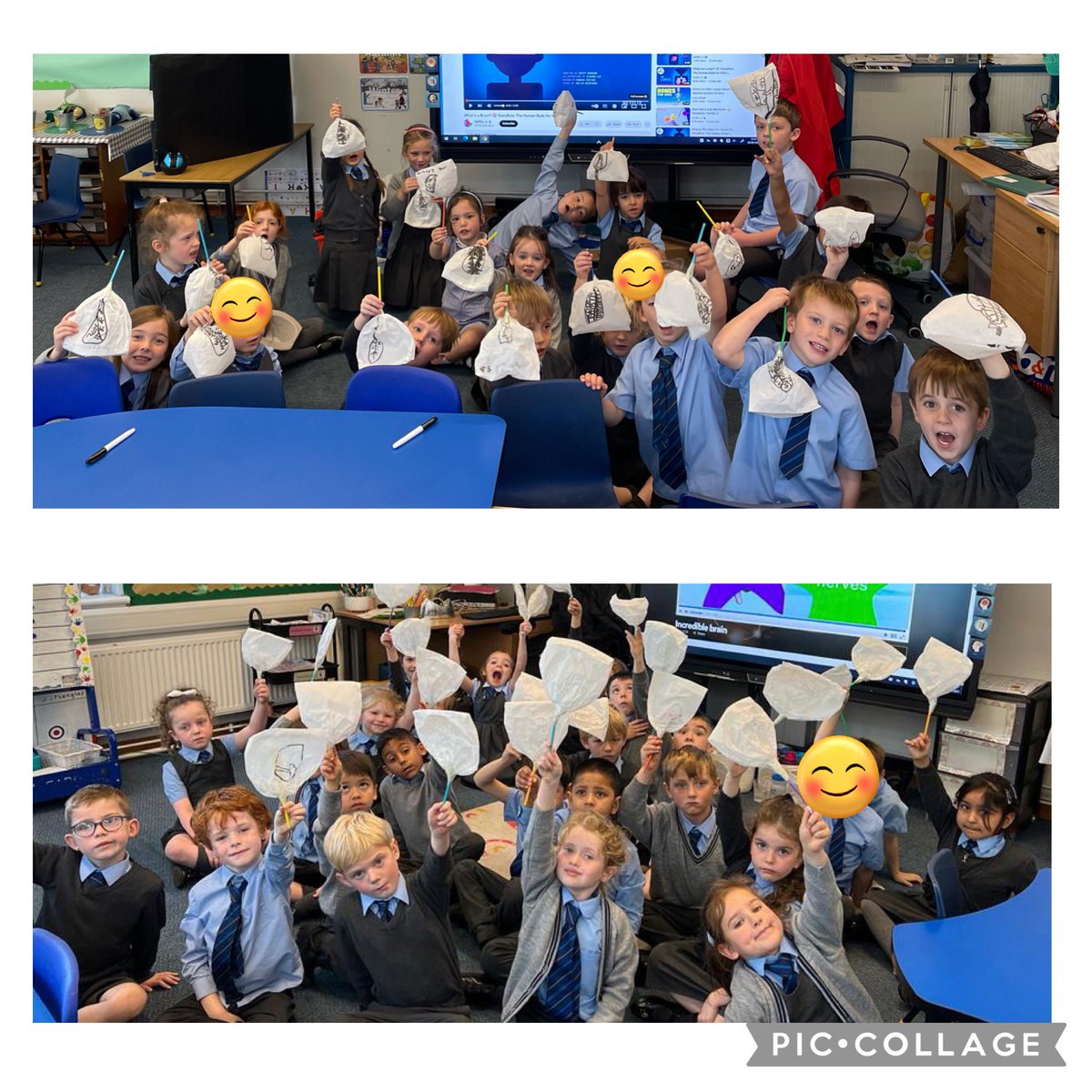 StJosephsERC's tweet image. P2 were learning about the lungs during their STEM topic ‘The Human Body’. They found out that lungs take air in and send out carbon dioxide.  They loved making a lung with a paper bag and straw, drawing on the important parts and inflating and deflating it. 🫁👍 #ERCStem