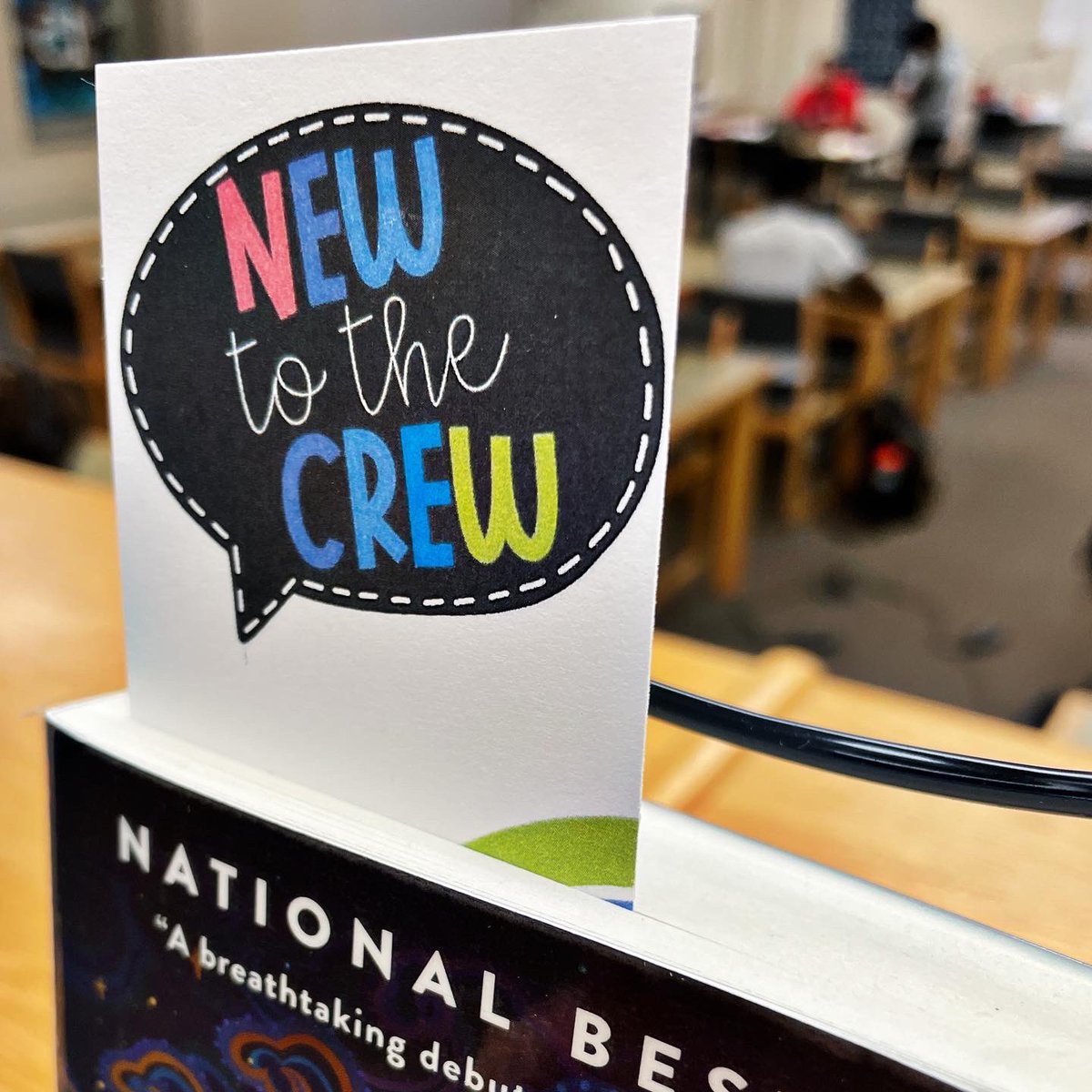 ⁉️How do I know which books are the NEWEST in the library? 

🔖 Look for this cutie sticking out of the top on the NEW books display! 

🥰 Thanks @teachergolz for the new book designs! 

#tstl #tstr #cityhighlibrary #highschoollibrary #hslibrary