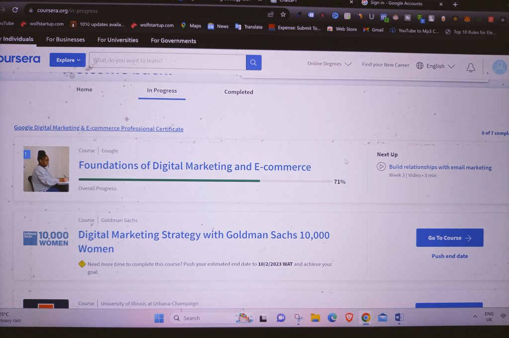 osemekennaemeke's tweet image. #StudyUpdate: 
Having already bagged my Google Digital Marketing Certificate in 2021, I recently started a new Course on Digital Marketing and E-commerce via @coursera.

Thanks to @ajulu_ &amp;amp; the @SuperdayOS team, I was able to secure financial aid.
