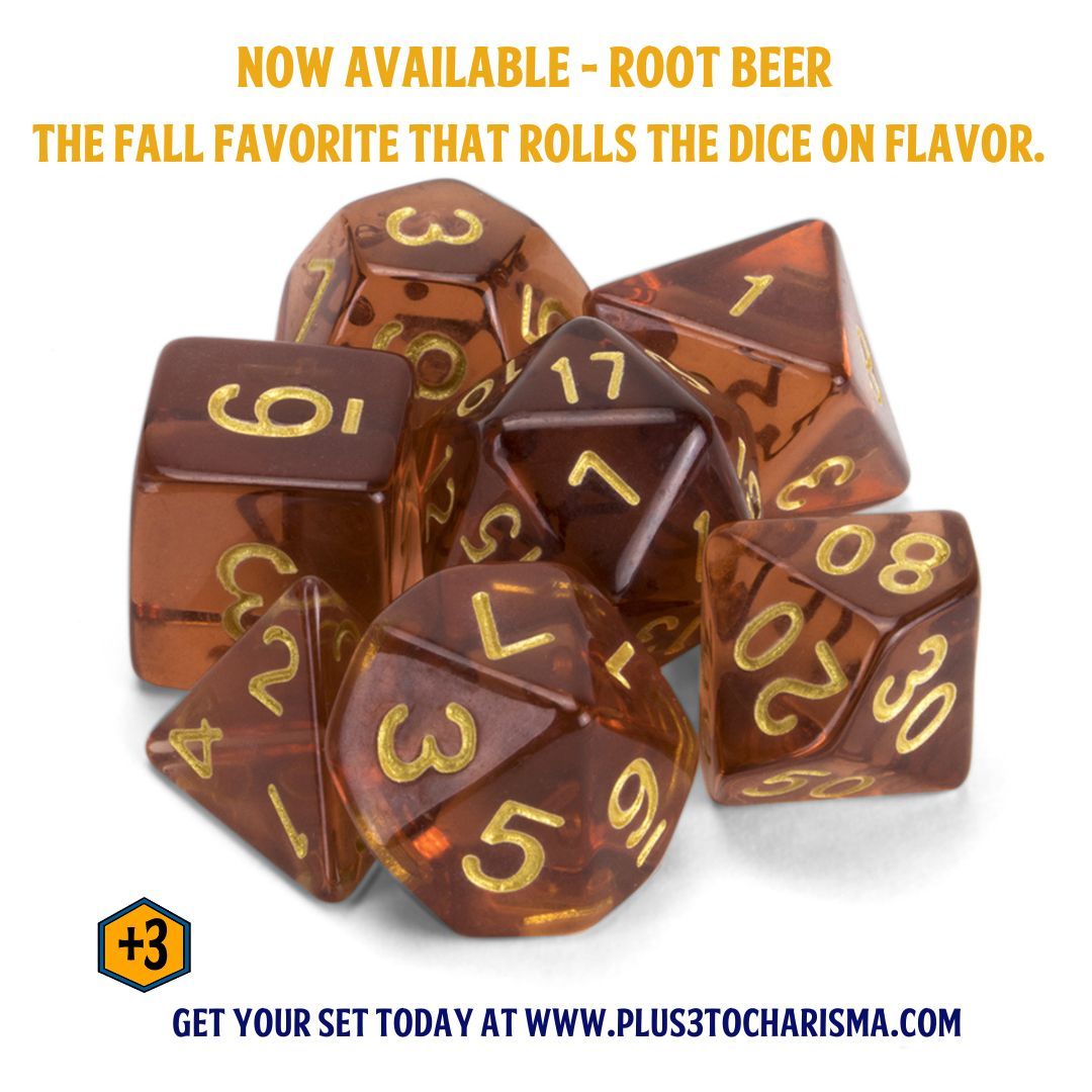 Plus3toCharisma's tweet photo. ๐๐ฒ Embrace the essence of autumn with our rich Root Beer polyhedral dice sets! ๐๐บ
#CharismaBoost #FallFavorite #DiceDelights #DND #TTRPG https://t.co/S8eNU2DvSn