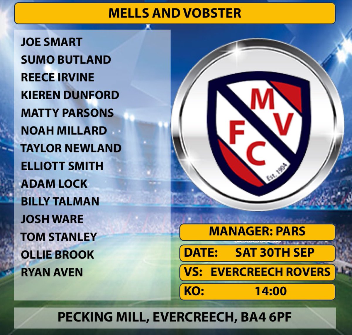 No game for the reserves this weekend, but tomorrow sees the return of the first team, as they make the trip to Evercreech Rovers.