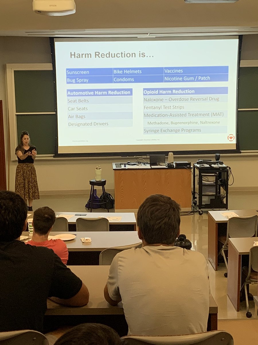 Macy Simmons of InWell, LLC doing a great job giving our students information on #naloxone, harm reduction and #publichealth in general