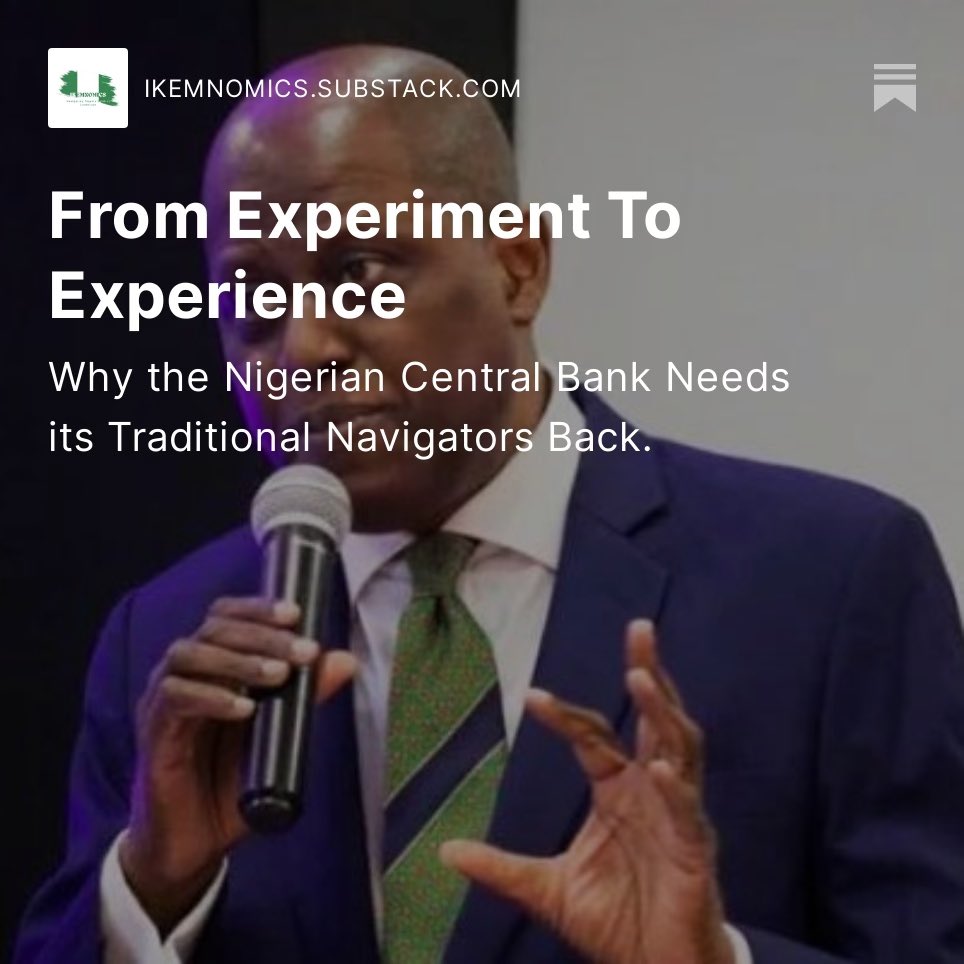 ikemnomics's tweet photo. Choosing Central Bank leadership is no small feat, especially now. Do commercial bankers make the cut? My thoughts, dropping soon. 🌟 Dropping 6pm WAT https://t.co/WFHK1Q1Cjt