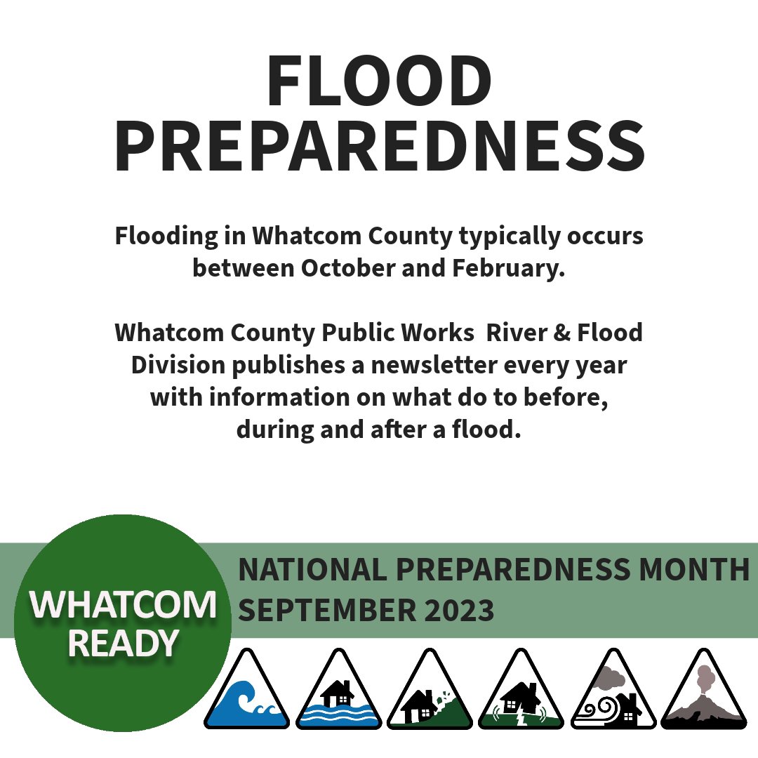 WhatcomREADY's tweet image. Emergency Preparedness Tip #8: What to do before, during, and after a flood can be found in a newsletter published by @WhatcomCoPWA 
Find important contacts and emergency preparedness and safety information. You can find the latest newsletter here: tinyurl.com/a662tb5a