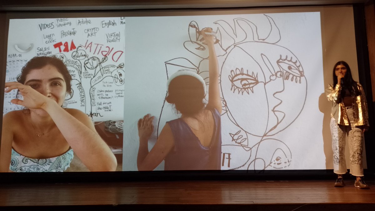 Citzien_Alex21's tweet image. 🤲🏻 Cuando eres fiel a ti mismo en lo que haces, cosas fascinantes ocurren-Deboran Norville. Inspiradora y gran charla de @soyfira ❤️ gracias @marialinares y @Bogota_CM por la invitación son unos cracks 🤩 y @_mambogota 🥳 #CMSimplicity #CMBog #CreativeMornings #NFT #Cryptoart