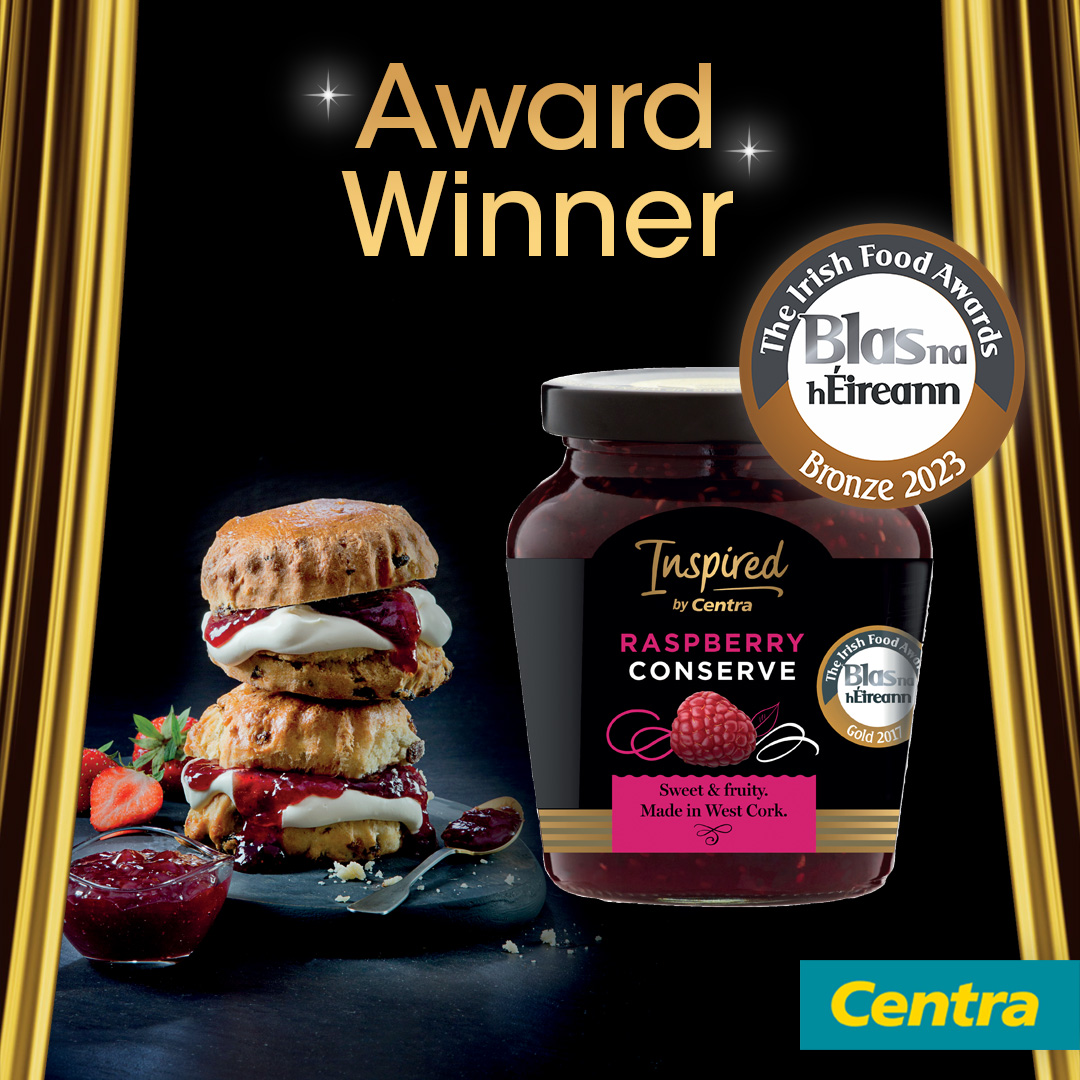 WINNER 🤩🤩 Inspired by Centra Raspberry Conserve from @FollainJams wins Bronze at #Blas2023 🙌Amazing. Well done to all the team. @BlasNahEireann #Dingle