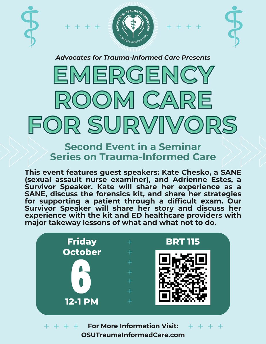 mackey_alfonso's tweet photo. We are hosting our second event in our trauma-informed care seminar series. We hope to see you at 12 PM in BRT 115! @OSUWexMed @OhioStateMed @DeanBradfordMD @CreaghB @carmen_quatman https://t.co/UzvoNZr5Ul