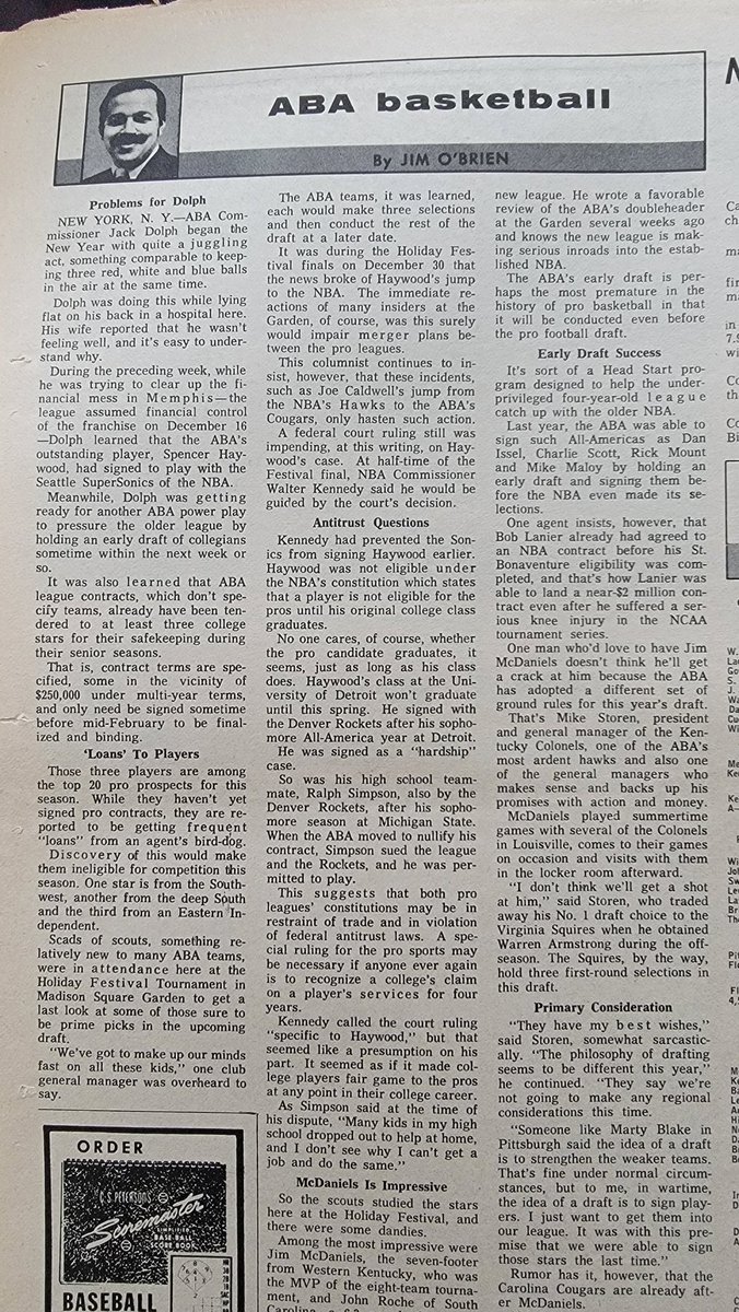 NotesnaScorcard's tweet photo. 🏀Around the ABA &amp; some NBA which includes Mr Combs and Texas via TSN. 
January 1971
@abathrowbacks 
@Super70sSports @CoachKarl22 
@NBACobwebs https://t.co/u5FH5jI8Qb