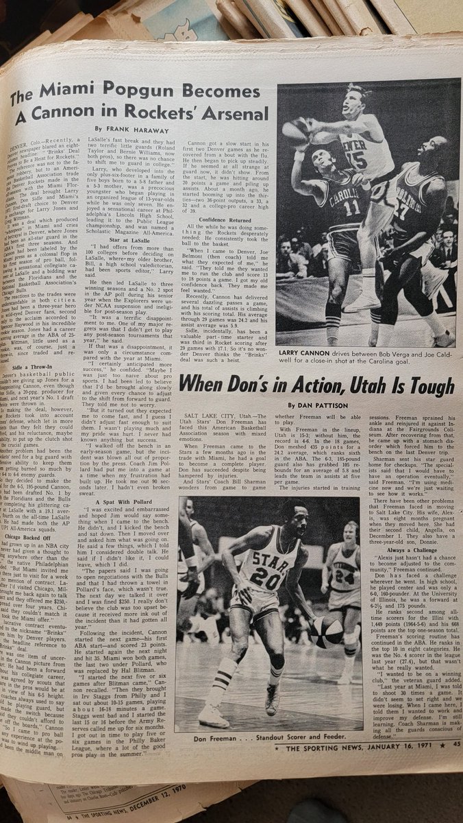 NotesnaScorcard's tweet photo. 🏀Around the ABA &amp; some NBA which includes Mr Combs and Texas via TSN. 
January 1971
@abathrowbacks 
@Super70sSports @CoachKarl22 
@NBACobwebs https://t.co/u5FH5jI8Qb
