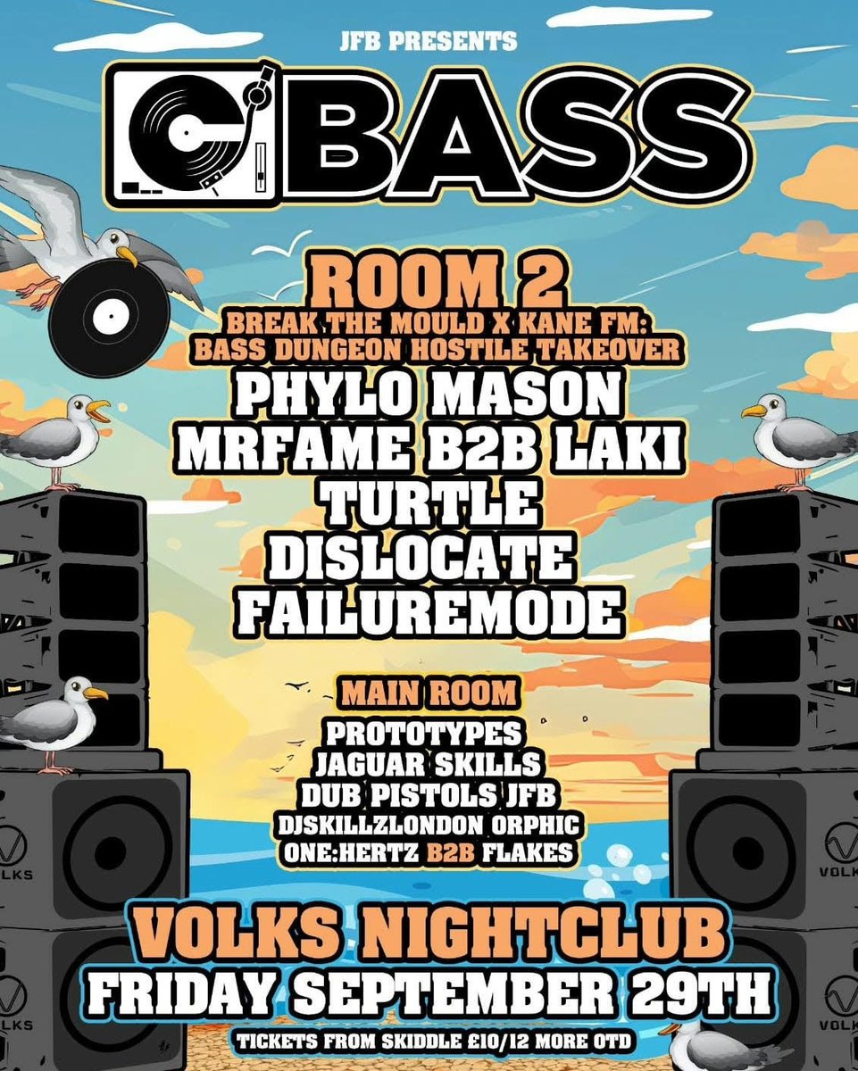 Coming tonight in Brighton, JFB presents 'C Bass' at @VolksClubandBar👇 Alongside the likes of @theprototypes, @JAGSKILLS, and @dubpistols, our very own Kane FM maestro, Mr Fame, will be taking over room 2, B2B with Laki. Tune in to Kane FM from 11pm: bit.ly/3Zybcr7