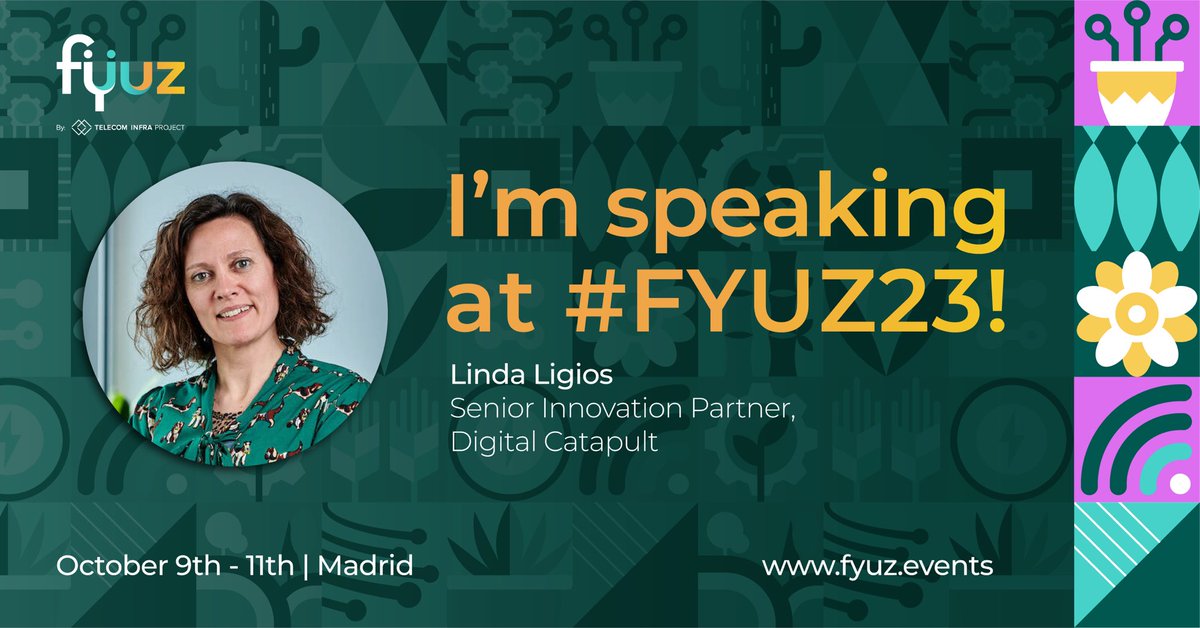 I'm delighted to be speaking at #Fyuz23 by the <a href="/TelecomInfraP/">TelecomInfraProject</a> in Madrid, Spain from the 9th to 11th October 2023. More info on the <a href="/DigiCatapult/">Digital Catapult</a> website: digicatapult.org.uk/apply/events/m…

#openran #5G #telecom #innovation