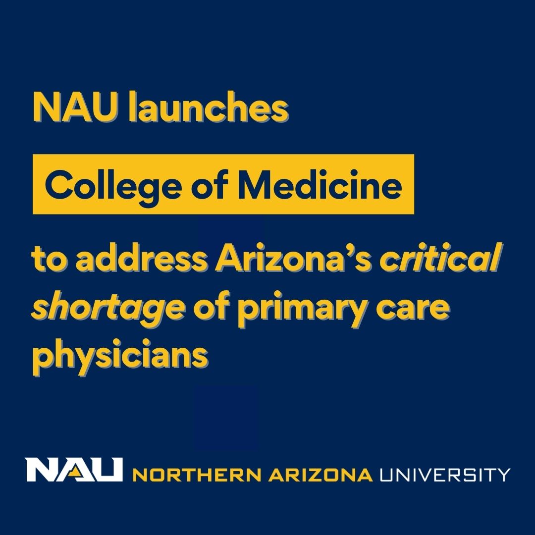 #Fact Arizona has a well-documented shortage of healthcare professionals 🏥
🗣 Today, we're launching #NAUHealth &amp; paving the way for a College of Medicine in northern Arizona to educate Arizona-serving primary care practitioners.
📍bit.ly/467oldh
