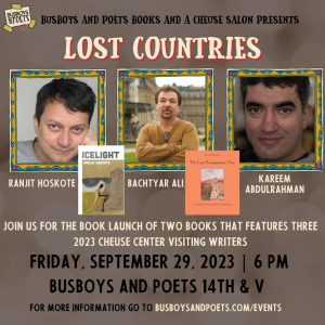 weslpress's tweet photo. Today! Three Cheuse Center Visiting Writers at Busboys and Poets, including Ranjit Hoskote. #Icelight #RanjitHoskote @busboysandpoets https://t.co/xA8Vv2EECo