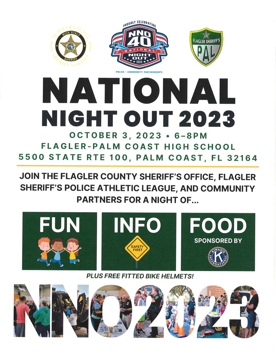 Looking forward to seeing everyone next week!
Come support <a href="/FlaglerSheriff/">Flagler County Sheriff’s Office</a> and meet some amazing community partners!
#NNO2023