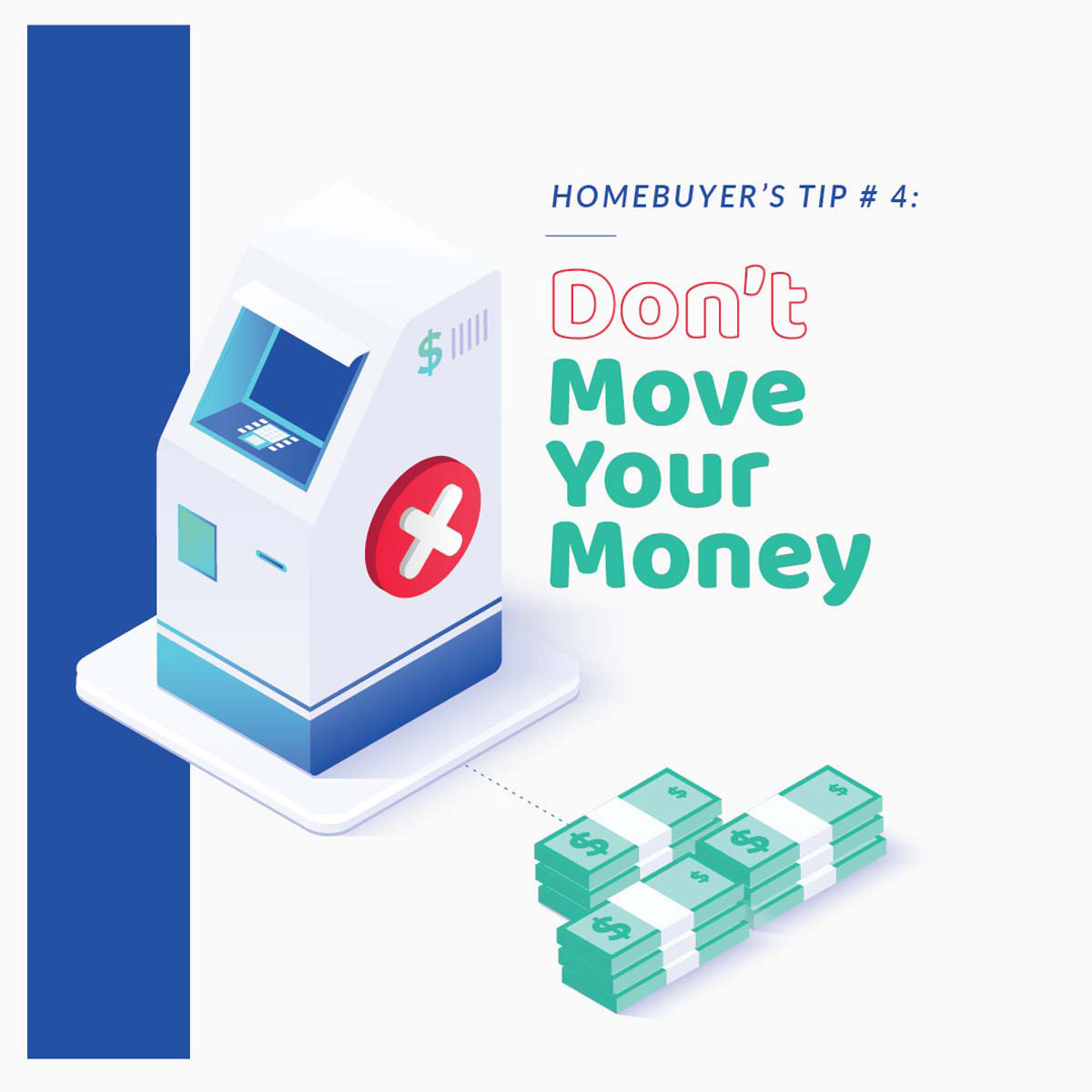If you're planning to buy a home soon, it's better to keep your finances as consistent as possible. Postponing major money moves until after you've purchased you home can lead to a smoother application process. #mortgageloan #mortgageadvice #homeloan #firsttimehomebuyer