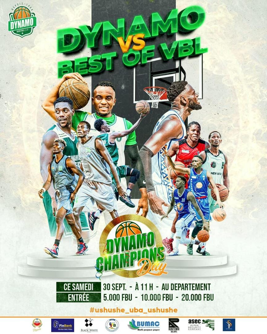 AkezaSports's tweet photo. #DynamoDay.
Le match du week-end pour les amoureux du ballon Orange . Soyez nombreux au terrain Département pour soutenir @DynamoBbc.
11h : Dynamo vs Sélection des joueurs de la VBL
Le vainqueur aura une enveloppe d'un million tandis que le perdant aura 500.000 fbu. https://t.co/KZKtwFrTJy