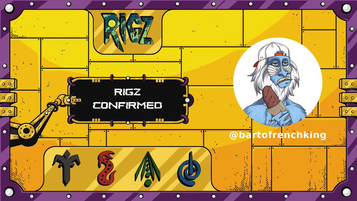 RIGZCONFIRMED's tweet image. RIGZ confirmed @RIGZNFTs 🎫
  
Welcome @bartofrenchking 🤖
  
#RIGZCONFIRMED #onPolygon