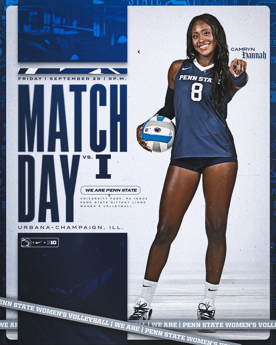 PennStateVBALL's tweet photo. 𝙈𝙖𝙩𝙘𝙝 𝘿𝙖𝙮 𝙞𝙣 𝘾𝙝𝙖𝙢𝙥𝙖𝙞𝙜𝙣

🆚 Illinois
📍 Huff Hall
⌚️ 9 p.m. ET
📺 @BigTenNetwork 
📊 https://t.co/5Ff7sINbnR

#WeAre 
🔵⚪️ https://t.co/vSLFlBrsDc