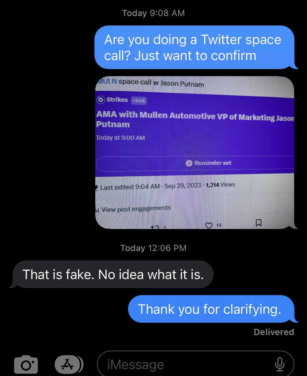 FinJourney's tweet photo. @EarnestHamilt14 @StrikesApp @1beardedbeast He just texted back and confirmed it’s fake.. https://t.co/zEqmgekxe1