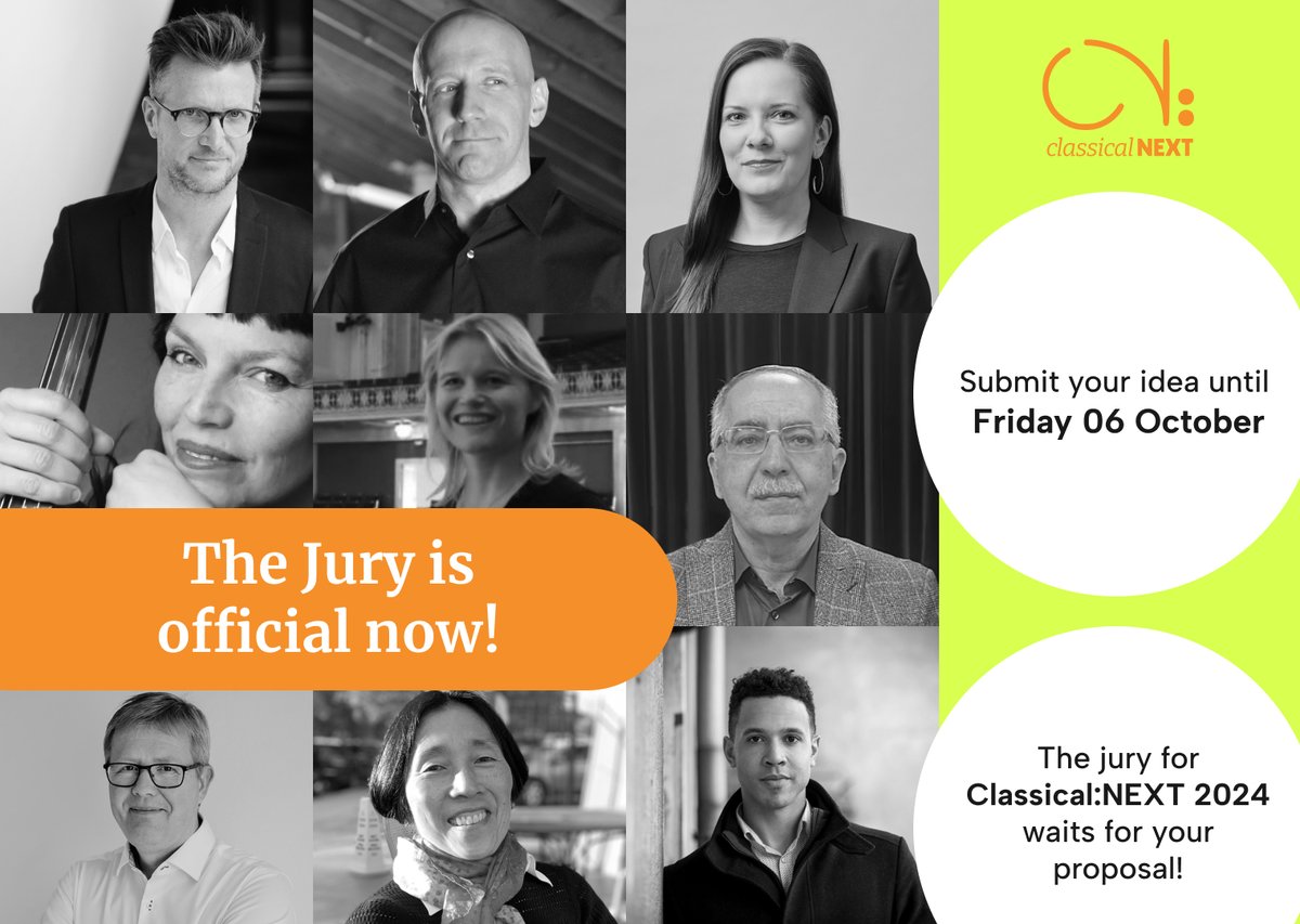 The jury for Classical:NEXT 2024 is official now and they are waiting for your proposal! They will carefully select the most promising and forward-looking proposals. Short biographies of the jury members can be found here: classicalnext.com/about/jury #classicalnext #cn24 #berlin