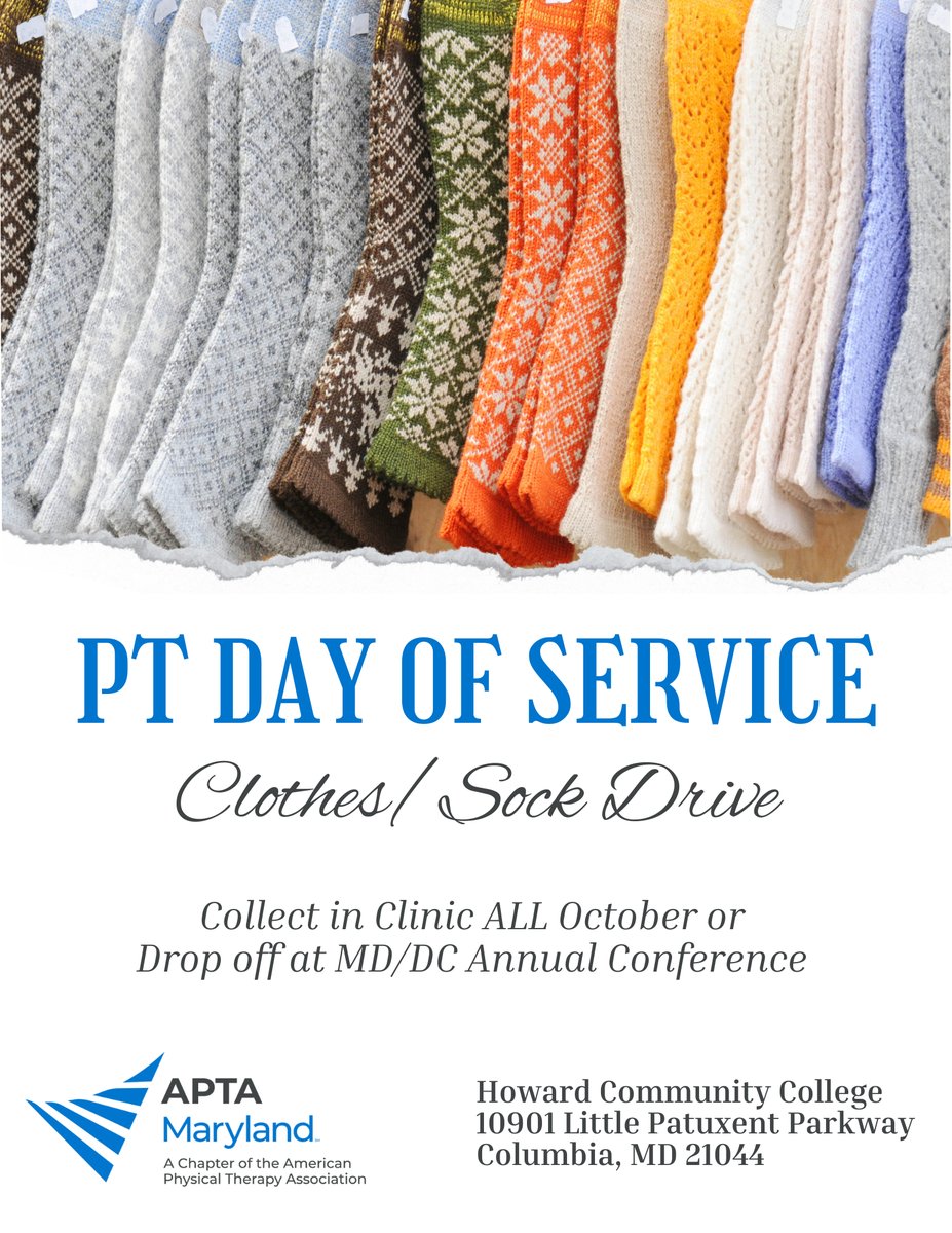 APTAofMaryland's tweet photo. October is National Physical Therapy Month and we are sharing the value of PT w/ APTA’s landmark report, The Economic Value of PT in the US. We also celebrate PT Day of Service: Support #APTAMD's winter clothing drive for local homeless shelters. https://t.co/HDI1tTZo9p https://t.co/lIlgkcBSmA