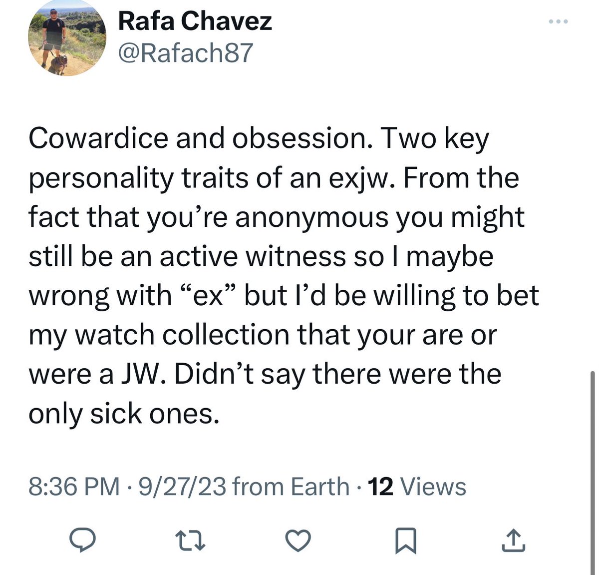 #lloydgate
 
Lloyd Evans apologist Rafa Chavez thinks most exJWs and esp Lloyd critics are cowards and are obsessed. 

Maybe Rafa needs to fully understand what his celebrity crush just did in Sisak court and how obsessed and cowardly it was to call innocent people criminals
