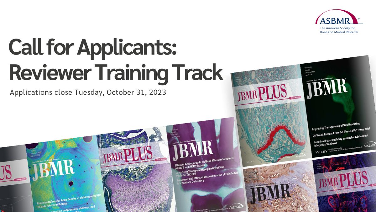 The_JBMR's tweet photo. 📚Have you heard?! @ASBMR’s Reviewer Training Track applications are now open! Enhance your expertise, improve critical evaluation skills, and contribute to academic excellence. Apply now: https://t.co/GfUcZuwShx #PeerReviewWeek #FutureofPeerReview https://t.co/fZSRy25eB8