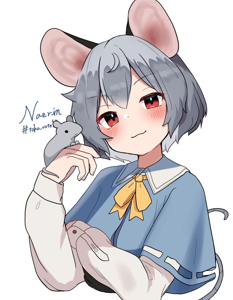 nazrin 1girl animal ears mouse ears grey hair red eyes short hair tail  illustration images