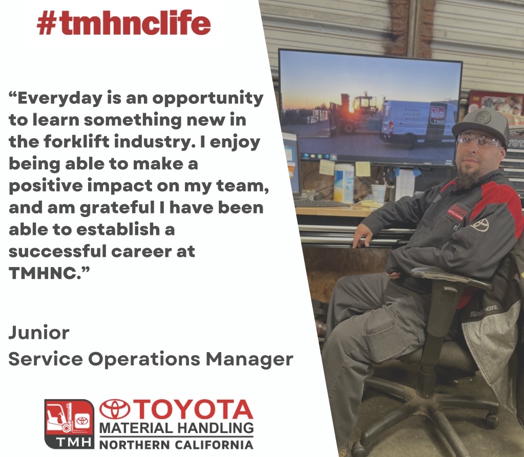 We appreciate Junior's hardwork and leadership! Interested in joining our team? view our openings at hubs.li/Q023TBwK0

#tmhnc #tmhnclife #salinas #fresno #livermore #sacramento #toyotamaterialhandling #toyotaforklift