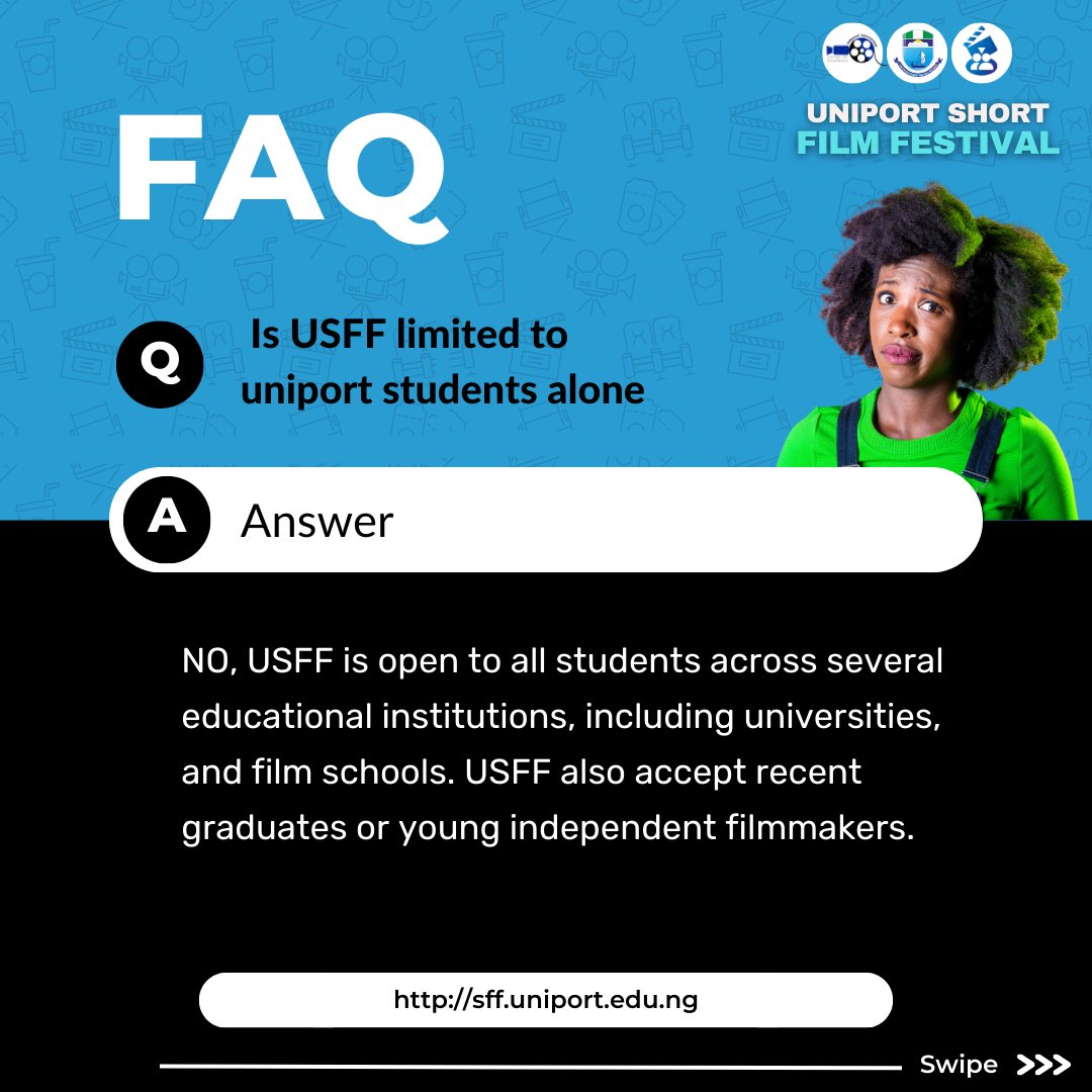 usff_uniport's tweet photo. Uniport Short Film Festival Frequently asked questions
#USFF23 #USFF2023 #Filmfestival #shortfilms #studentfilmfestival ikorodu | chioma | Sammy Larry https://t.co/vJKa6cL3Ky